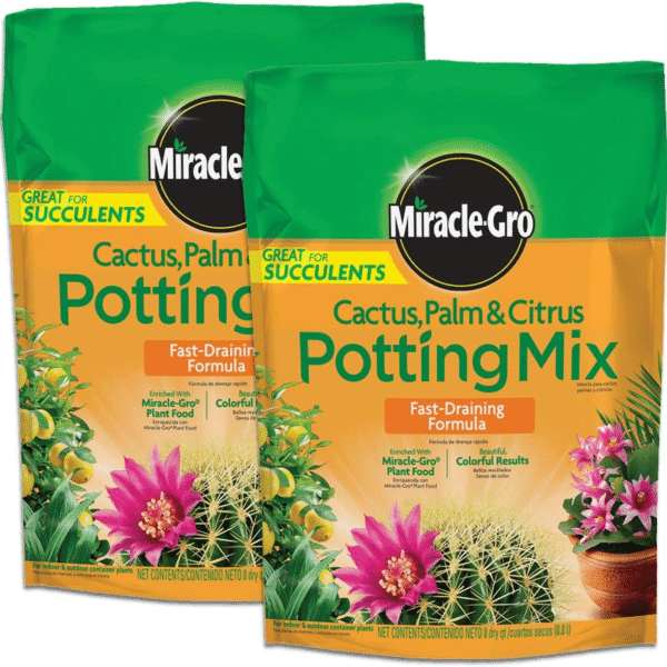 Miracle-Gro Cactus, Palm and Citrus Potting Mix, for Indoor or Outdoor Container Plants, Great for Succulents, 8 qt., 2-Pack