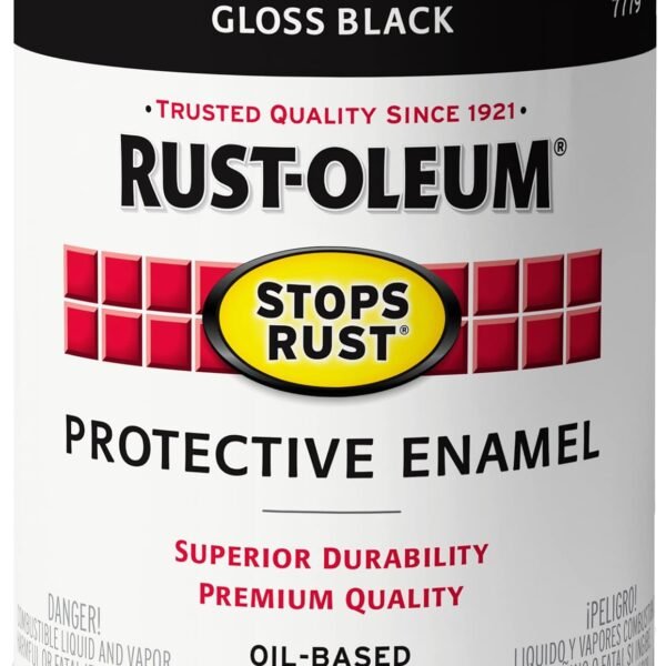Rust-Oleum 7779502 Stops Rust Brush On Paint, Quart, Gloss Black, 32 Fl Oz (Pack of 1)