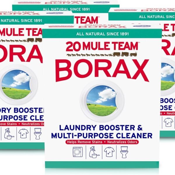 20 Mule Team All Natural Borax Detergent Booster & Multi-Purpose Household Cleaner, 65 Ounce, 4 Count