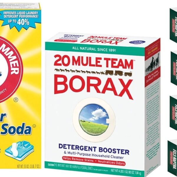 Laundry Soap Kit - Fels Naptha 4 bars, 20 Mule Team Borax Natural Laundry Booster, & Arm & Hammer Super Washing Soda